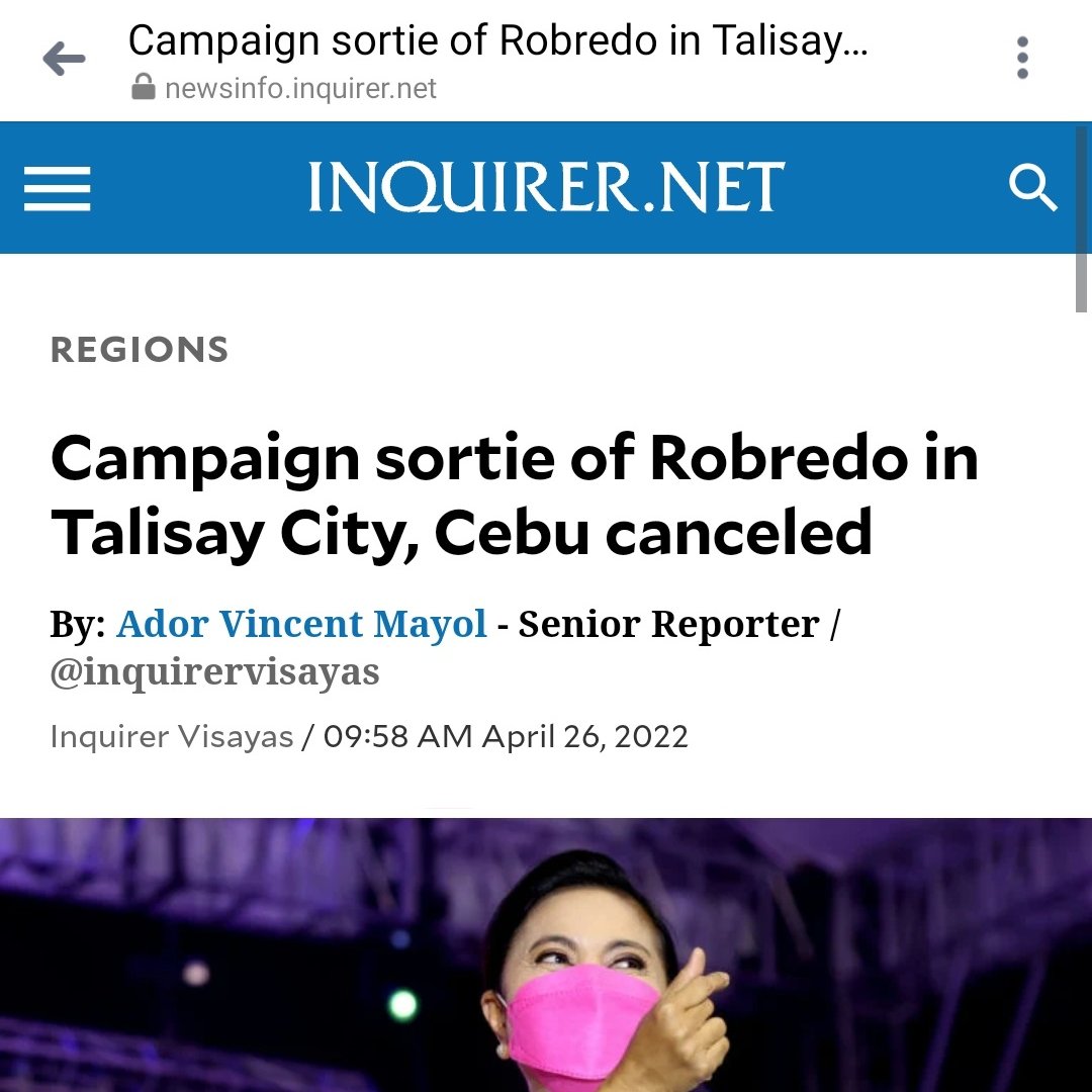 WebBuzzr's tweet photo. Leni was supposed to be back in Cebu yesterday for a campaign rally in Talisay City, but her visit was cancelled at the last minute because the party of gubernatorial candidate Ace Durano (event host) has decided to support BBM instead.

#SwitchToBBM https://t.co/F68VZSgsEm