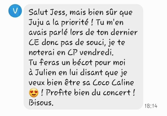 massonjess70's tweet photo. Quand mon responsable de prod oubli de me mettre en CP vendredi 29,parce que @jdoreofficiel vient à Montbeliard,que je préviens ma Rh par SMS qu il faut modifier Urgemment le planning,voici sa réponse 🤣🤣🤣 https://t.co/BOsx3tOf1y
