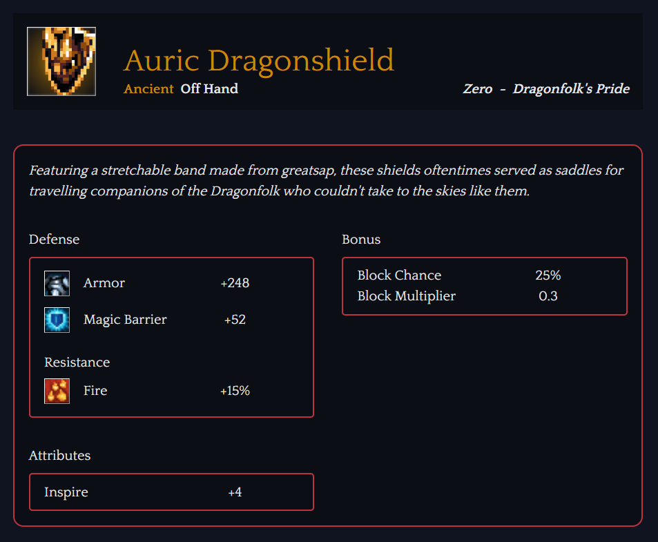 GuildSaga's tweet photo. Database update: stats, attributes and buffs are live for off-hand equipment, such as shields and magical orbs! 🔮

Check out your equipment here: https://t.co/BdP5S0qS1J https://t.co/g0kmswS555