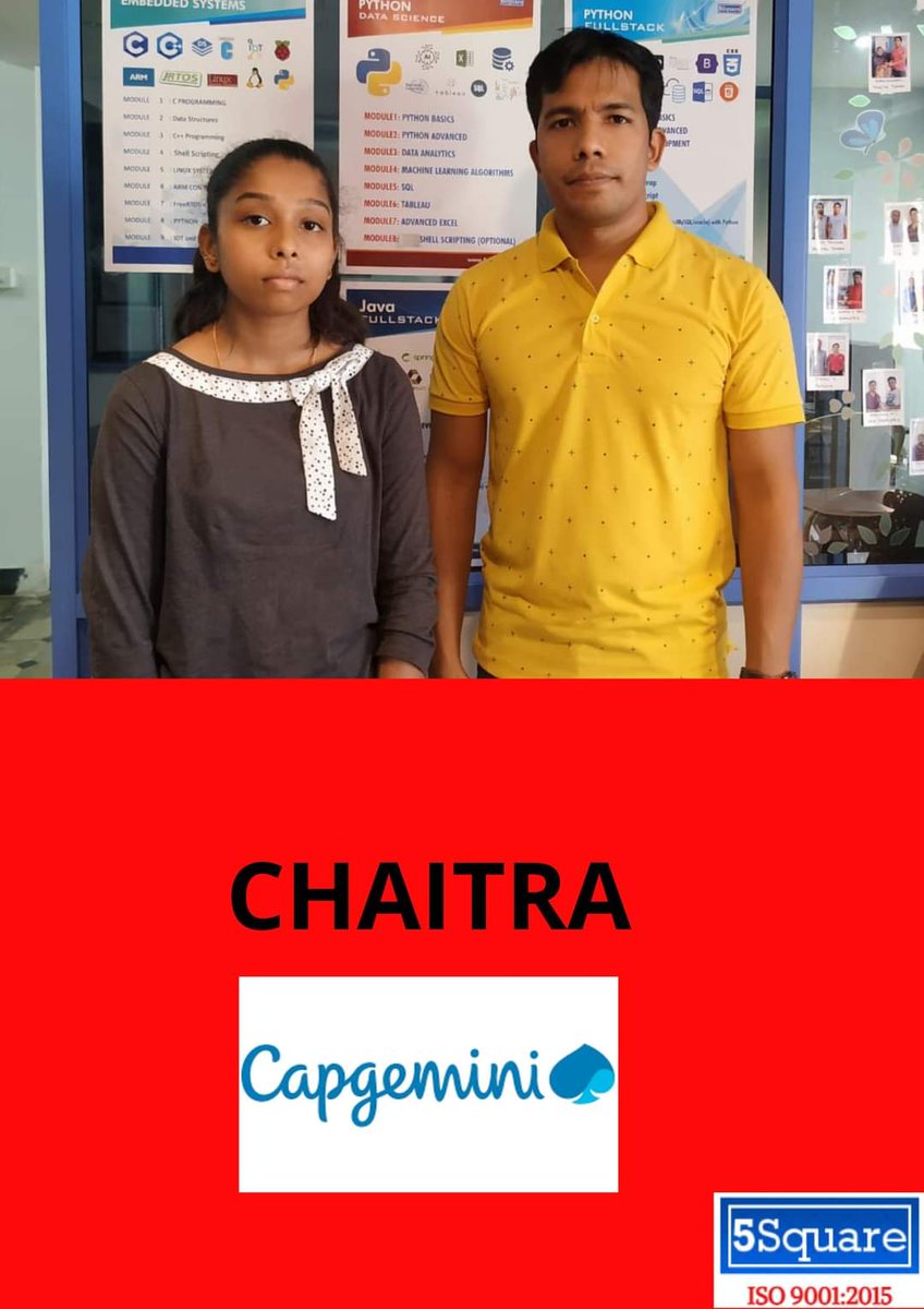5squareblr's tweet photo. Congratulations to CHAITRA who got placed in "CAPGEMINI". We Wish her all the success in her career.
#5square #placement #embedded #python #java https://t.co/v8RNixX0qD