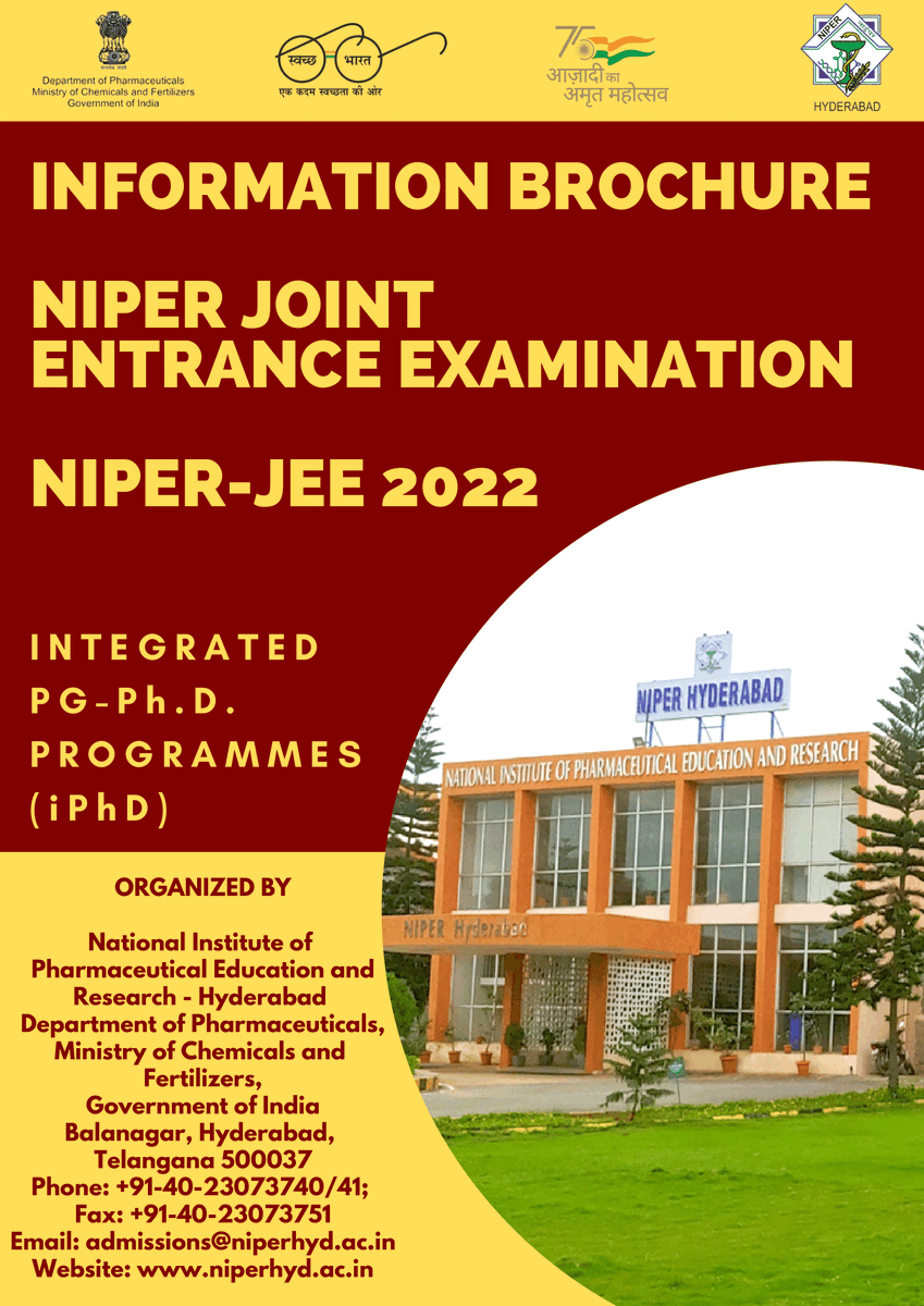NIPERHyd's tweet photo. #NIPERJEE

Learn more about #IntegratedPhd Programs offered at @NIPERHyd @NIPERAHM @NIPER_SAS_NAGAR @niperhajipur @GuwahatiNiper @NIPER_Kolkata @NIPERRaebareli via #NIPER Joint #EntranceExam

Brochure-https://t.co/GhaUXONt04

Apply- https://t.co/BKa4tg2ydl

@Pharmadept https://t.co/rT3mPDrSwZ