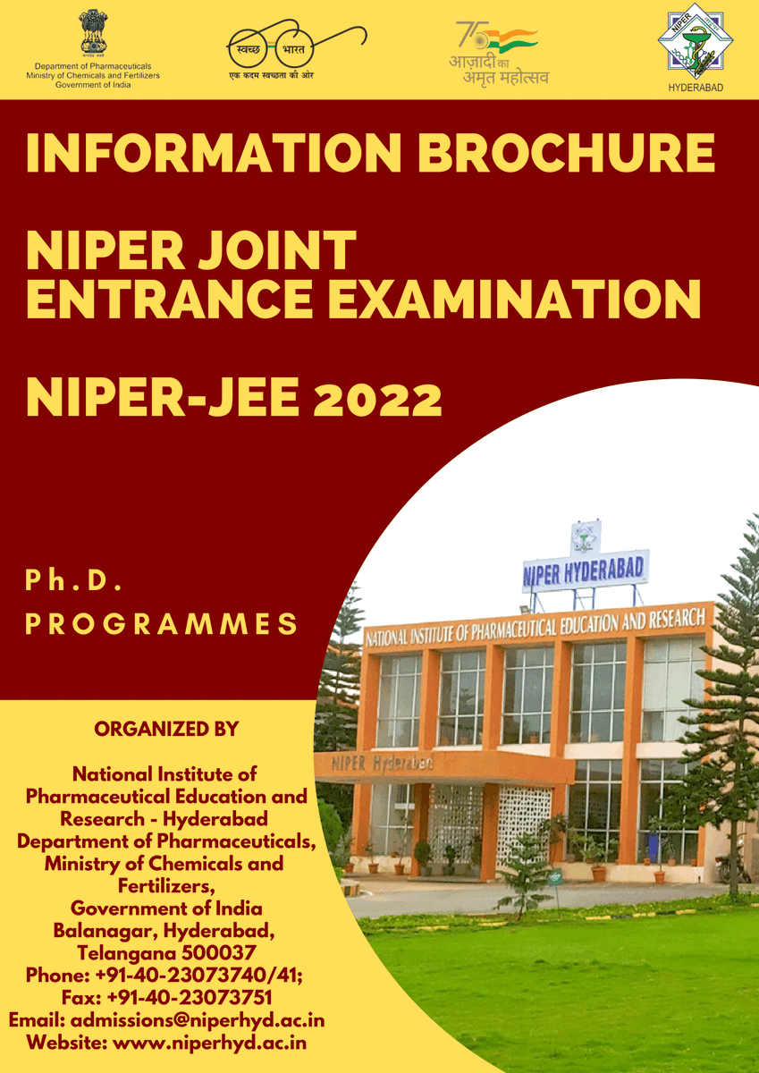 NIPERHyd's tweet photo. #NIPERJEE

Learn more about #PhD Programs offered at @NIPERHyd @NIPERAHM @NIPER_SAS_NAGAR @niperhajipur @GuwahatiNiper @NIPER_Kolkata @NIPERRaebareli via #NIPER Joint #EntranceExam

Brochure-https://t.co/b13TipDTQV

Apply- https://t.co/BKa4tg2ydl

@Pharmadept @mansukhmandviya https://t.co/R2Jb9tTLNR