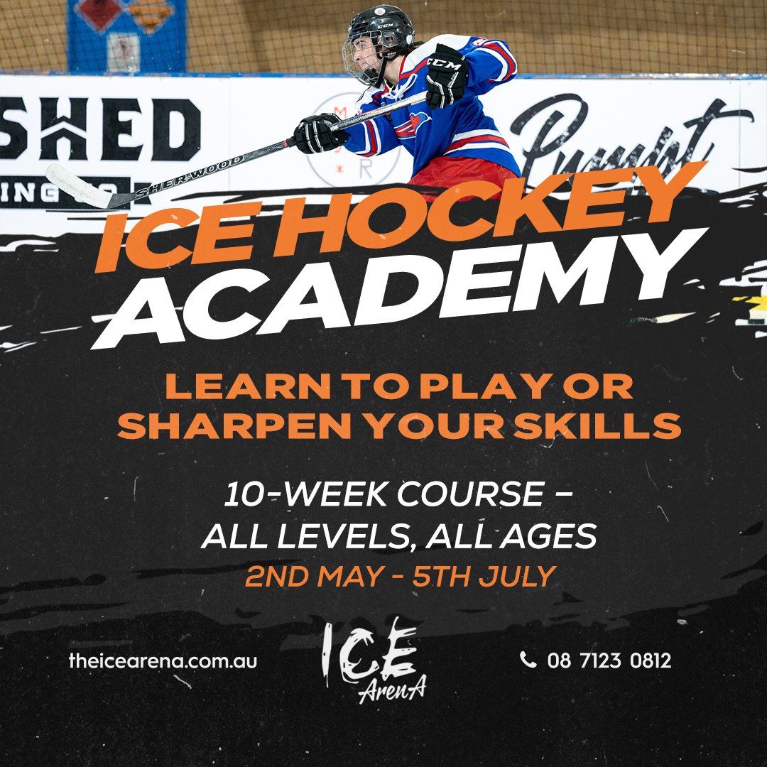 IceArenA's tweet photo. Online bookings have been extended until Sunday. Don't miss your spot for Term 2 of Hockey Academy - term starts 2nd May. 

Classes for all ages, for:
- Beginners, intermediate and advanced
- Goalies 
- Learn to skate hockey
- Power and edges

Book online: https://t.co/2JQZAsPpPf https://t.co/EHZYWWFPQC