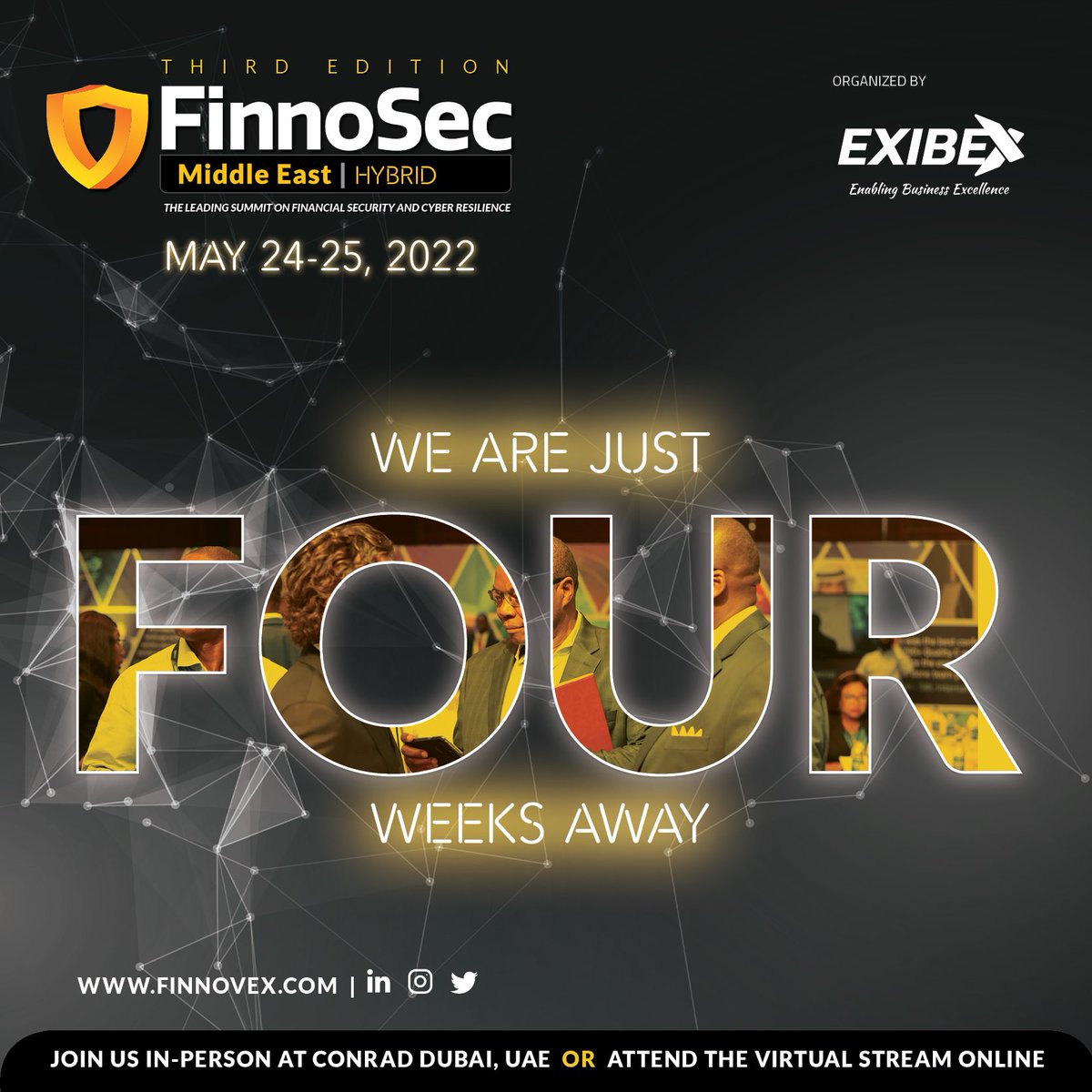 finnosec's tweet photo. Exibex team is super excited to host The 3rd Edition Finnosec Middle East scheduled on the 24-25 May 2022, In-person at Conrad, Dubai and Virtually from all over the world. We will explore trends, innovations and tech-solutions, which are bringing a new paradigm to the industry. https://t.co/FAh1o0aqIC
