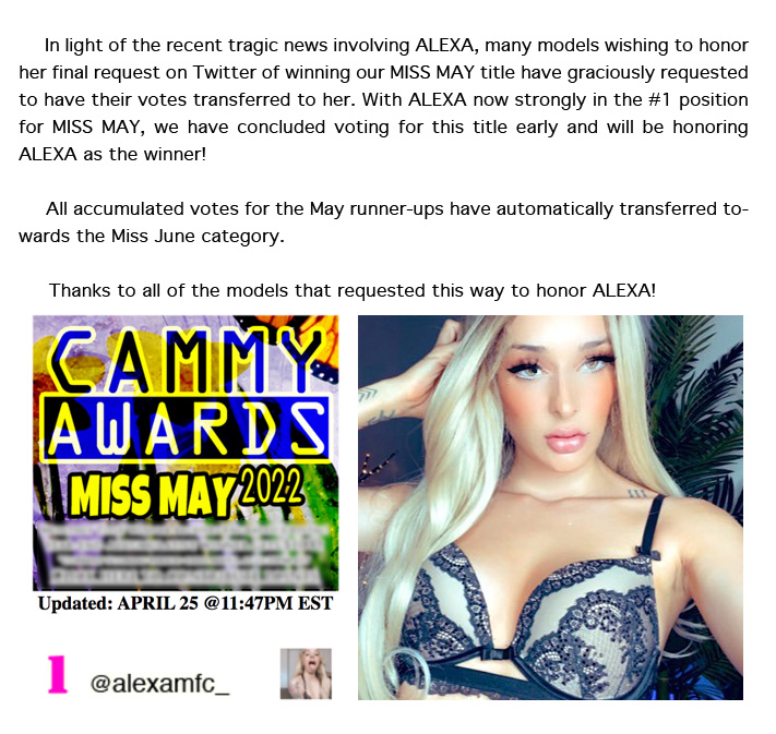Cammy Awards on Twitter "Please read attached message regarding
