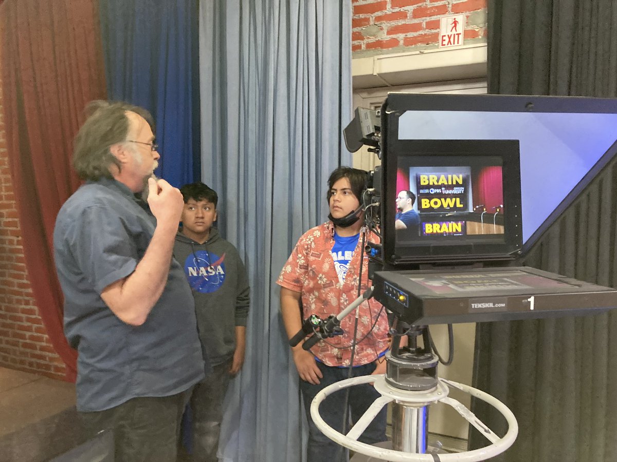 My two Student Reporting Labs club kiddos learning how to operate studio cameras from two SO PBS old-timers. They will operate cameras 1 &amp; 3 for our upcoming production of SO PBS Brain Bowl (a Jeaopardy-esque trivia show) #CTE #education <a href="/OregonCTE/">Oregon CTE</a> <a href="/eyes107/">Elis Estrada</a> <a href="/lclap/">leah clapman</a> <a href="/MarieCusick/">Marie Cusick</a>