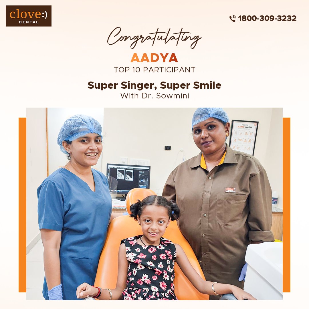 #SuperSingerJunior contestant #Aadya visited #CloveDental in #Bangalore to take care of her #DentalHealth under the expert care of Dr. Sowmini. #SuperSinger is a television show judged by #ShankarMahadevan. We're so thrilled to see young artists shine 🌟 bright. 

#ClovePatients