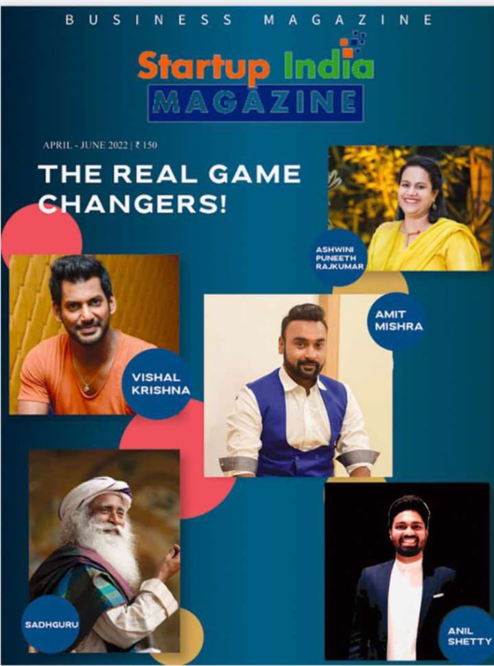 VishalKOfficial's tweet photo. Delighted to be on the cover of @StartupIndiaMa1 Magazine for the April-June issue.
#startupindiamagazine #coverstory #realgamechangers
@ashwinipuneet @SadhguruJV
@MishiAmit @iamanilshetty https://t.co/m6j1SnEPcW