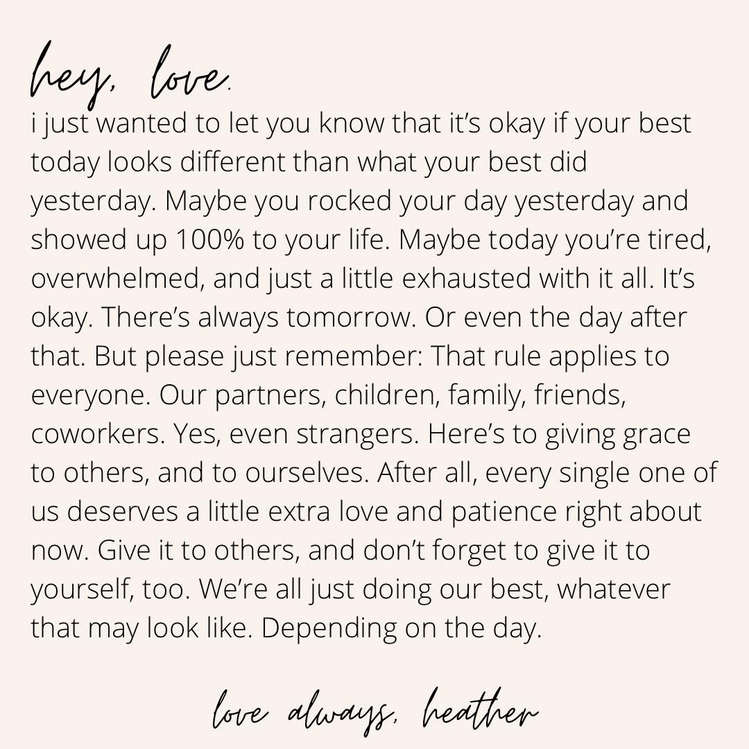 Good morning all,

A friend shared this on FB and I thought it is too good not to share with you guys too. I have no idea who Heather is, but she is one smart lady! 

Love it! Happy Tuesday 😊❤️