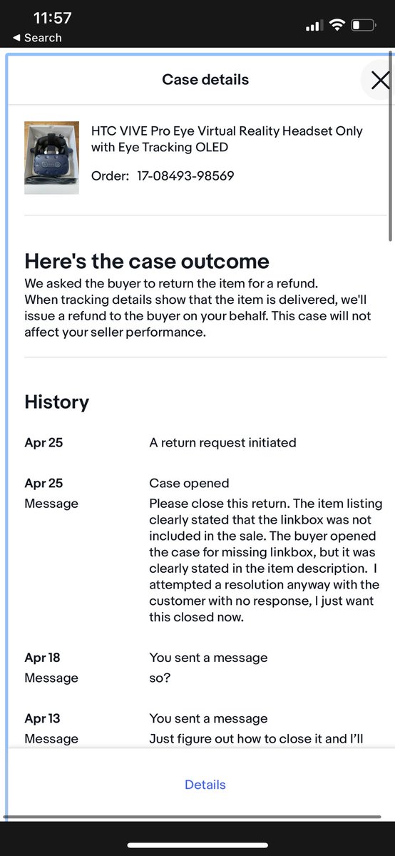 Chi312Chi's tweet photo. @askebay why did ebay allow this person a return? I asked to close in my favor as the listing clearly states the part is missing. So ebay is asking me to pay final value fees and shipping both ways for the customers oversignt now? #ebayabuse https://t.co/Skqy91gnwp