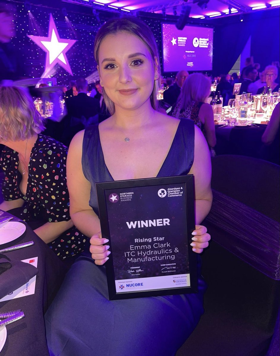 ITC Hydraulics & Manufacturing Ltd (@itc_hyd_man) on Twitter photo We are over the moon for Emma Clark our Procurement Manager, winning the Rising Star category at the Aberdeen & Grampian Chamber of Commerce Northern Star Business Awards on Friday night.
Very well done Emma from all at ITC 👏
itc-hydraulics.co.uk/rising-star/
#awards #risingstar We are over the moon for Emma Clark our Procurement Manager, winning the Rising Star category at the Aberdeen & Grampian Chamber of Commerce Northern Star Business Awards on Friday night.
Very well done Emma from all at ITC 👏
itc-hydraulics.co.uk/rising-star/
#awards #risingstar