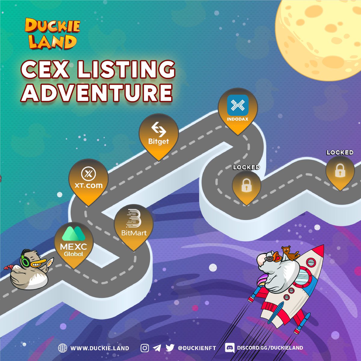 duckienft's tweet photo. 📆 Indodax Listing Time:

Deposit feature: April 27 th, 2022 - 07:00 UTC

Trade feature: April 28th, 2022 - 07:00 UTC

🚀 Let's go to the moon together! https://t.co/4YpeeCjei8