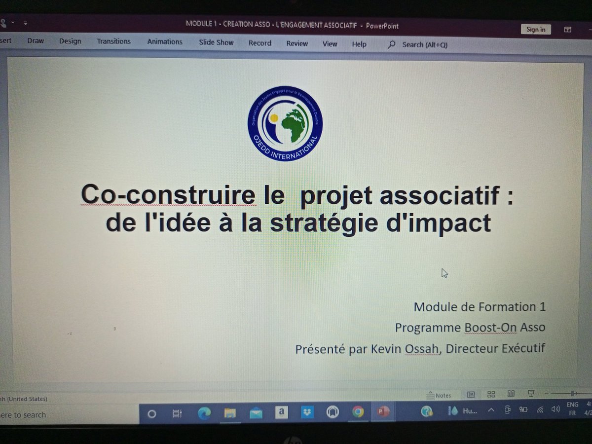 kevinossah's tweet photo. Hier à démarré notre programme de renforcement des capacités #BOOSTONASSO💪. Au départ construit sur mesure pour nos représentants pays de l'#OJEDD, mais nous avons décidé de l'ouvrir à tous les jeunes intéressés. Ravi d'avoir assuré la #formation avec mon CP @GuyTelou. https://t.co/YF11i4VlfB