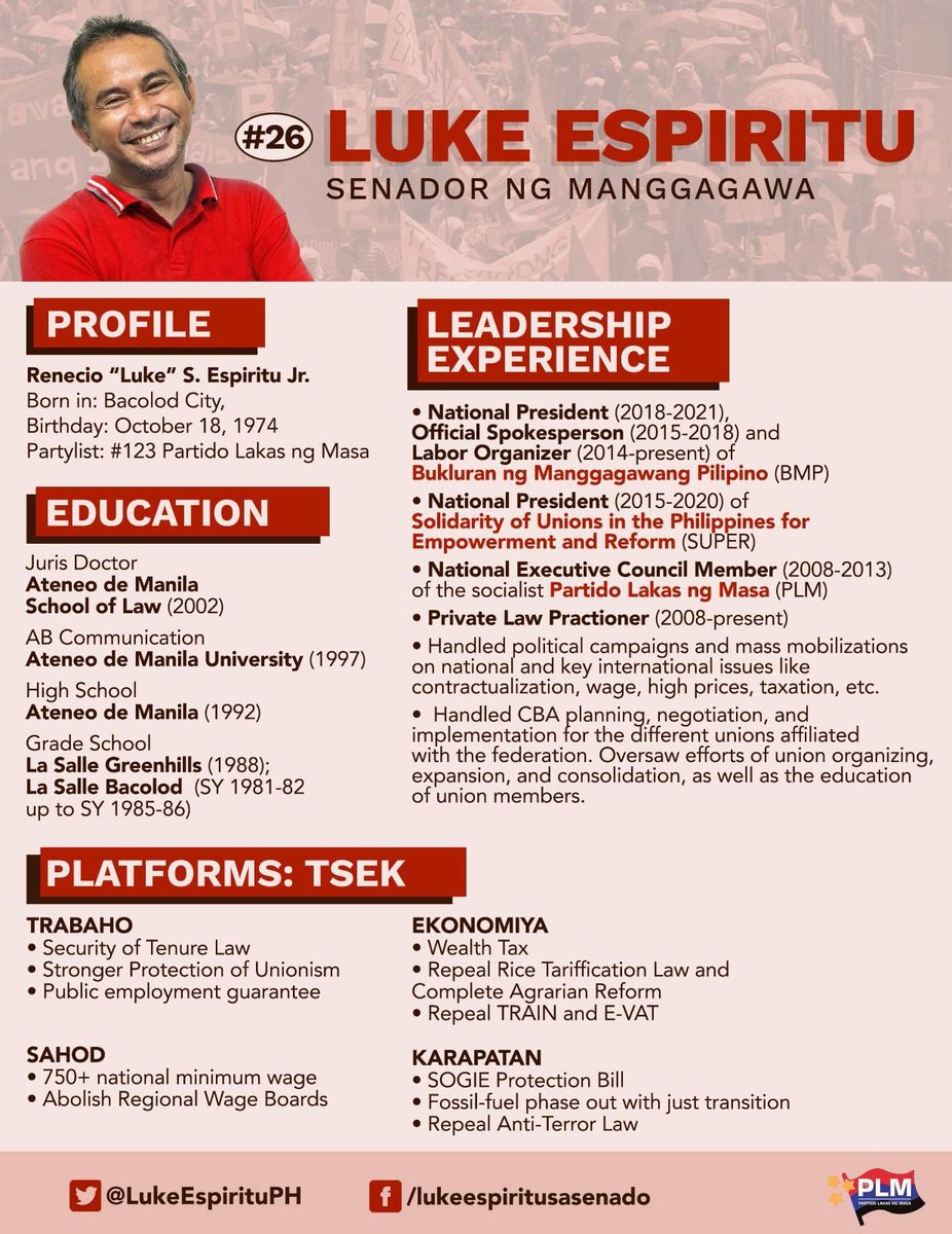 RLou629's tweet photo. 9. Luke Espiritu
10. David D'Angelo
11. Roy Cabonegro
12. Elmer Ka Bong Labog

#TropangAngatAllTheWay 
#LeniKiko2022 
#LukeEspiritu
#DavidDAngelo
#RoyCabonegro
#ElmerLabog
#LENIwanagAngSilangan 
#KulayRosasAngBukas 
#AngatBuhayLahatKayLeni https://t.co/IUB6n4m6vj