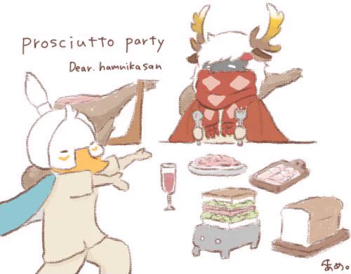 私の中で生ハムといえば!
ヒトニ…ゲフンゲフン…ハムニカさんなので、ハムニカさんのツイート拝見してふふふってなってました☺️

生ハムの原木を背負って、雨林の焚き火の横でパーティーしたいです。 