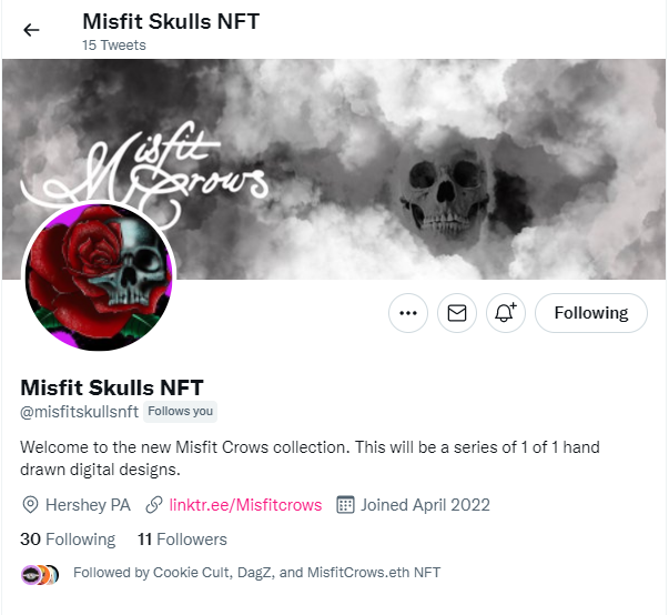 SeeksNFT's tweet photo. STOP WHAT YOU ARE DOING !!! π¨π¨π¨
Get around this β‘οΈ and Go follow @misfitskullsnft and turn on the notifications πβ€οΈ
Then you will be front row center to witness the absolute π₯π₯ being dropped by @misfitcrows1
Well hop to it
#nftcommunity #nftcollectors #ognftcollection https://t.co/8fhvohWXgx