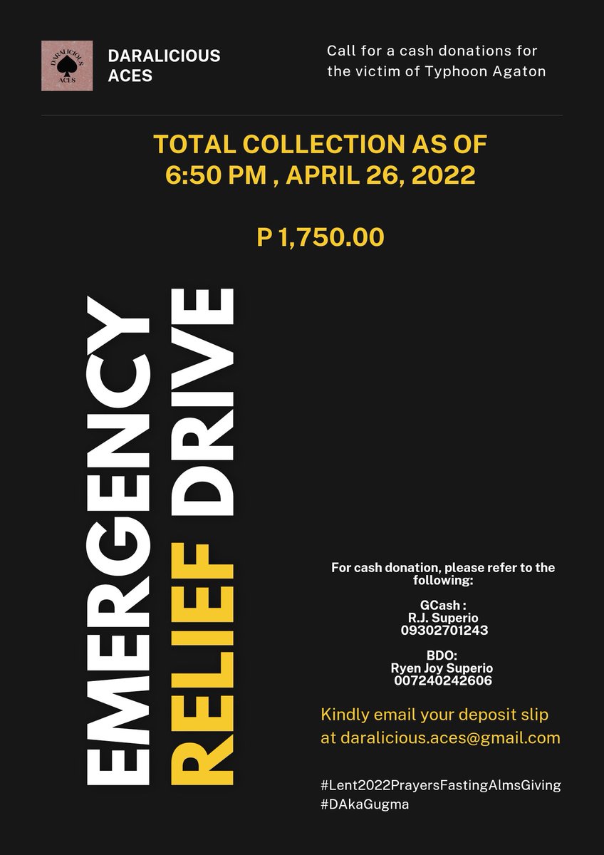 DaraliciousAces's tweet image. Good day, guys!
Our donation drive will end on April 30,2022.There are still several places in Capiz that need your help, and your  one peso donation will go a long way to helping a lot of people. 🙏 Thank you @DaraWorld84 to your donations. 
#capizneedshelp
#DAkaGugma