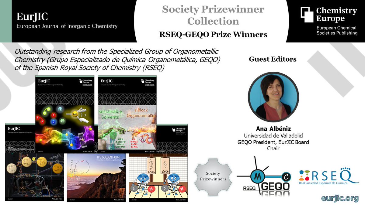 EurJIC's tweet photo. 📢Our Prize Winner collection for the @geqo_rseq with our board chair and GEQO president Ana Albéniz is now online!
Cover contributtions by @GimenoGroup @dogma_group @JoaquinGA78 Xavi Ribas @Peris_qomcat 

Thanks to all involved! Free to read until July! https://t.co/qDnn4n6435 https://t.co/2GVlx8TFfJ