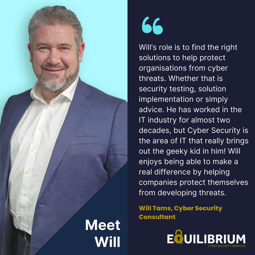 EquilibriumSS's tweet image. ⭐👨‍💼Meet the team Tuesday👨‍💼⭐

Meet Cyber Security Consultant Will Tams.

#MeetTheTeam #EquilibriumSecurity

Meet more of the team over on our website: lnkd.in/gKdqqXNR
