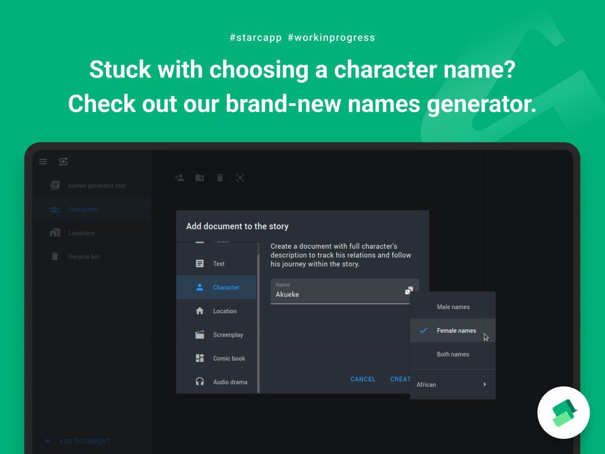 starcapp_'s tweet photo. FYI, I've fixed about 5 bugs before I allowed myself to implement it! 😄Ready to check it out? #namesgenerator #starcapp https://t.co/nUejsQ0K9A
