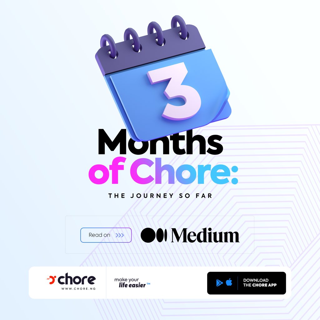 It’s been 3 months since we launched our product. In this piece, we talked about the journey so far, and highlighted the new features in the latest version of the Chore App.

getchore.medium.com/3-months-of-ch…

Download the Chore App today and start making your life easier!