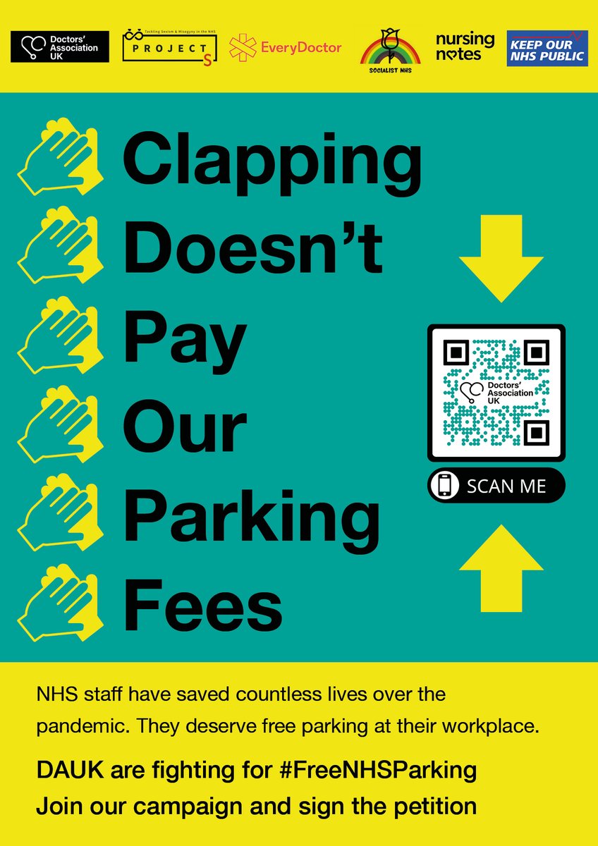 📢We're proud to support the campaign and petition to make parking at work permanently free for all NHS workers.

👉If you haven't already please sign the petition

✏️petition.parliament.uk/petitions/6126…