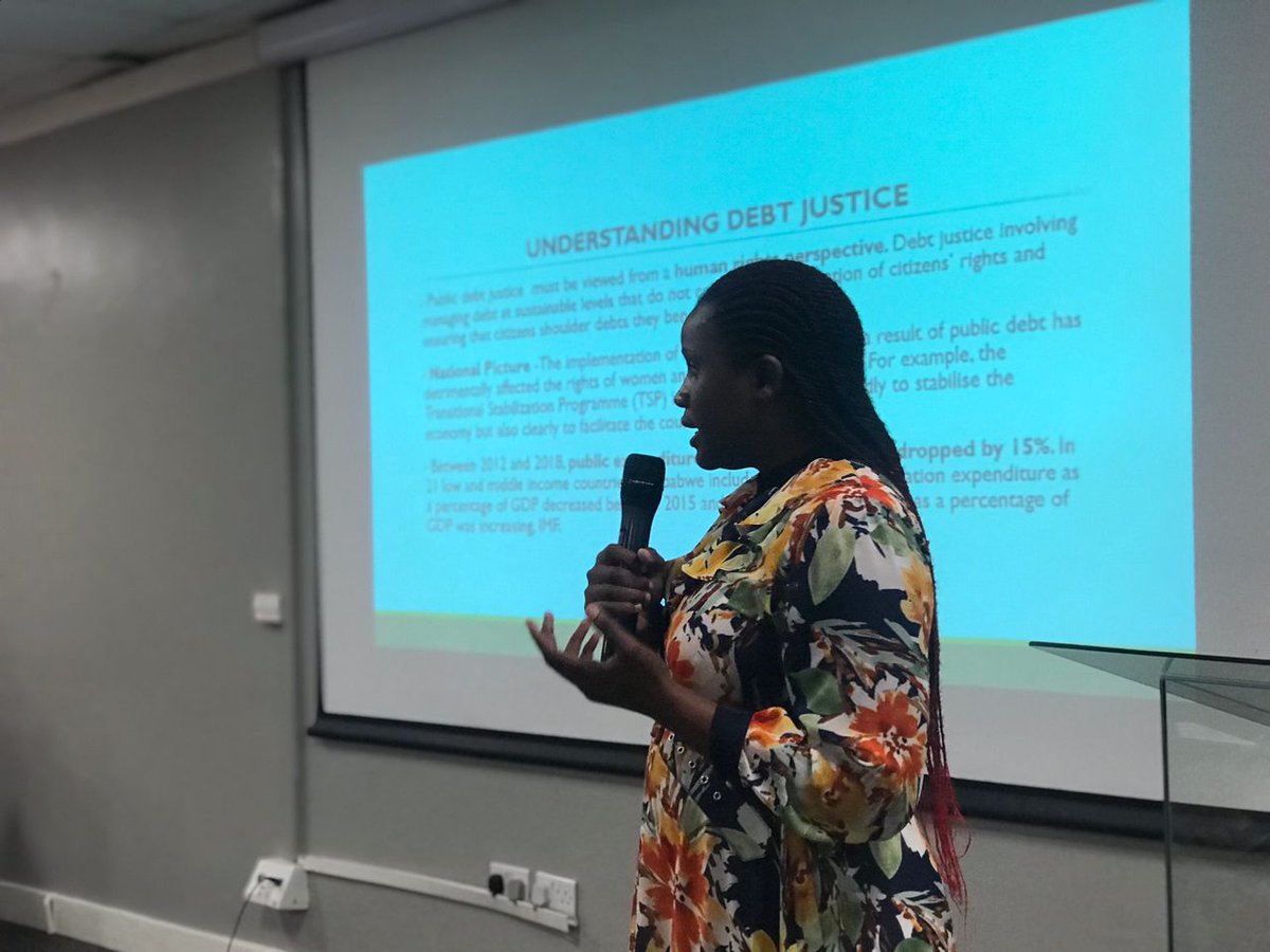 The_BigConvo's tweet photo. #PublicDebt justice must be reviewed from a human rights perspective. #DebtJustice invloves managing #debt at  sustainable levels that do not comprise the  realisation of citizens rights &amp; ensuring citizens shoulder debts they benefitted from. " - Angellah Mandoreba.
@ZIMCODD1 https://t.co/wJB1mgDWBu
