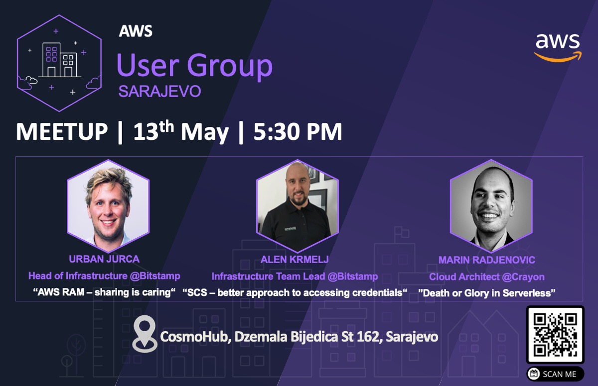 Dzenana Dzevlan (she/her) (@dzenanadzevlan) on Twitter photo Don't miss the chance to meet and hear amazing speakers at the upcoming #AWSUserGroupSarajevo #Meetup.
RSVP lnkd.in/ekd4dK7n
<a href="/awsbosnia/">AWS Community Bosnia ☁️ 🇧🇦 ☁️</a>
#AWSBosnia #community Don't miss the chance to meet and hear amazing speakers at the upcoming #AWSUserGroupSarajevo #Meetup.
RSVP lnkd.in/ekd4dK7n
<a href="/awsbosnia/">AWS Community Bosnia ☁️ 🇧🇦 ☁️</a>
#AWSBosnia #community