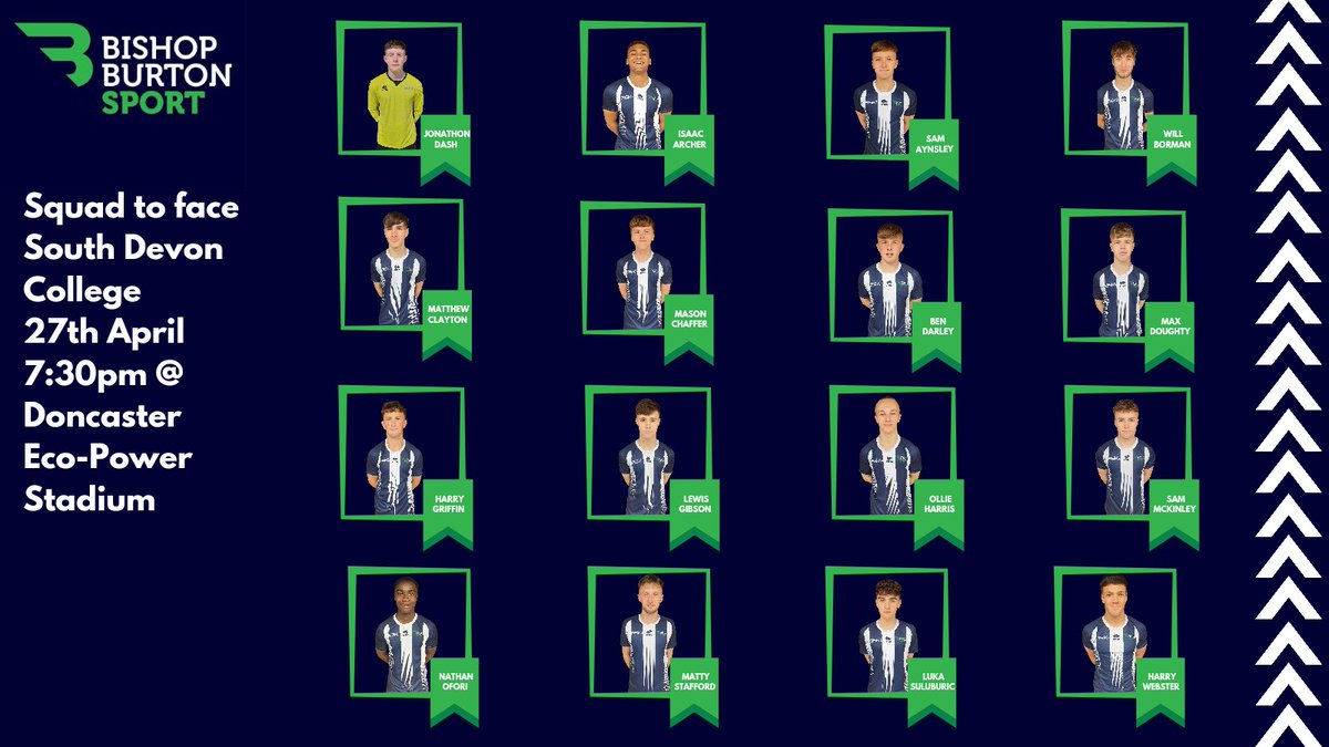 Here's your Bishop Burton squad to face South Devon College tomorrow evening in the ECFA Premier Cup Final