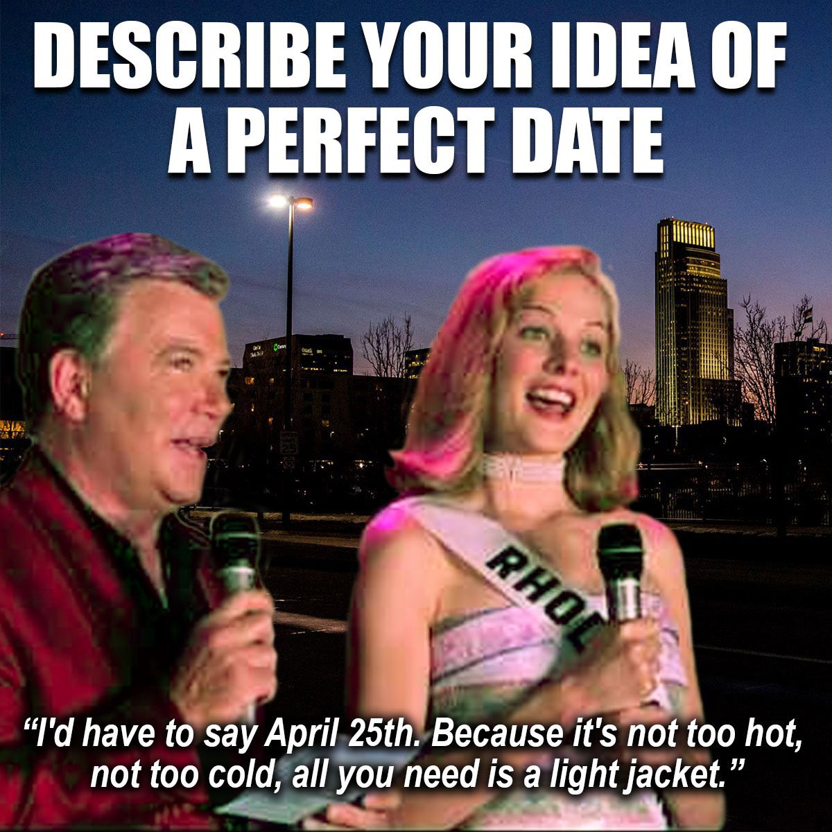 KATVMelinda's tweet image. Turns out Miss Rhode Island was wrong. The perfect date is actually April 26th #nottoohot #nottoocold #lightjacket #MissCongeniality @KATVNews