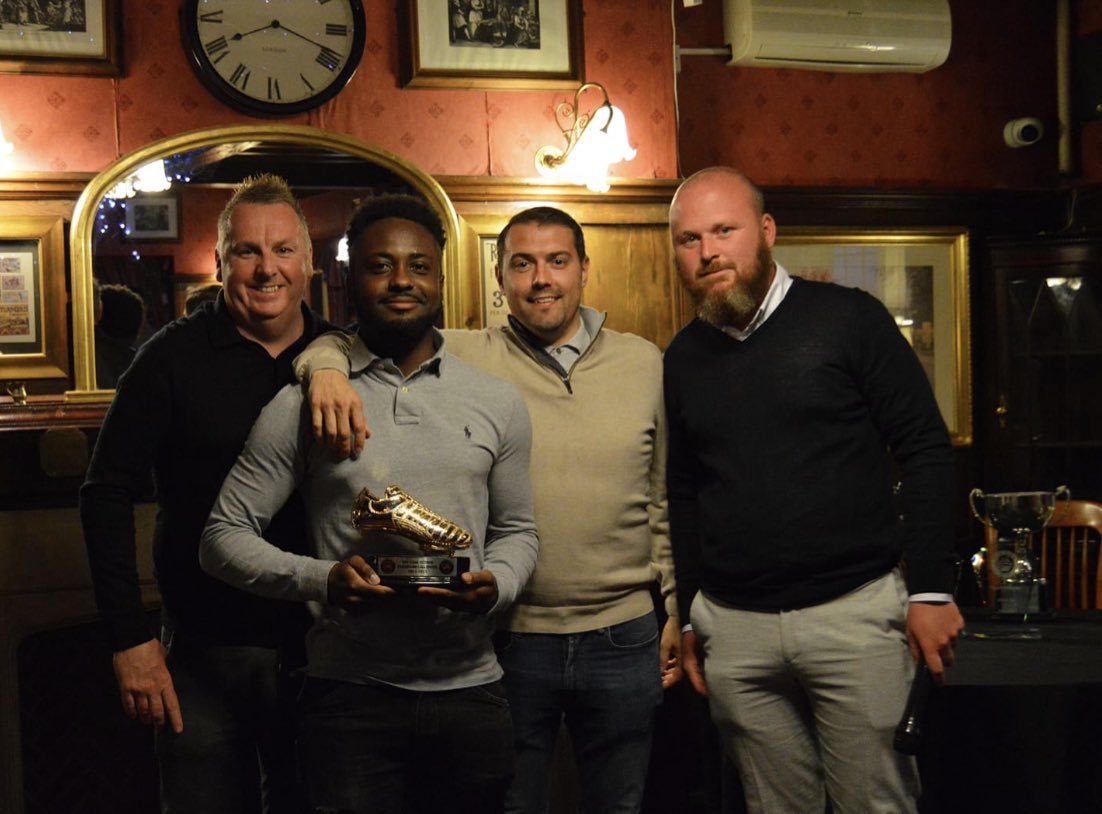 ErithTown's tweet photo. POTY | Steadman Callender receiving the Golden Boot from the management. https://t.co/5xZajpO9MP