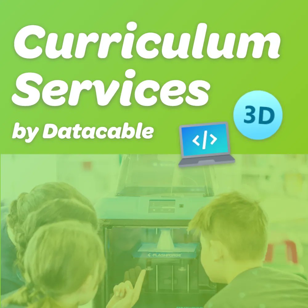 Did you know that we have a trained Curriculum Services department that can teach your pupils with 3D printing, coding &amp; more?

For more info, email curriculum@datacable.co.uk or call 01535 616000