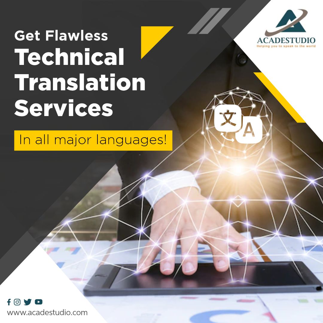 AcadeStudio's tweet photo. Are you looking for #Technical translation services providers who will ensure technically accurate #content? Then, #AcadeStudio is the right choice for you! 100% accurate content with flawless #translation in all the major #languages is our biggest USP! https://t.co/HXzZW6Ltrk https://t.co/b1GcpMiDhK