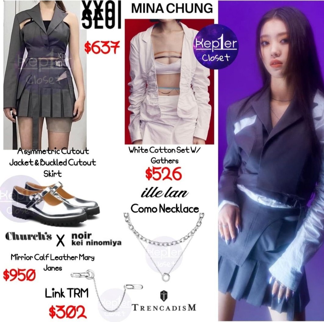 Kep1ersCloset's tweet photo. {Magazine - Dazed Korea}

#Xiaoting is wearing: #seoixxoi Asymmetrical Jacket Buckled Skirt #Churchs X #Noirkeininomiya Mirrior Calf Leather Mary Janes $950 #MinaChung Cotton Set W/Gathers $526 #illelan Como Necklace $ &amp; #Trencadism Link TRM $302

© for White Set: @kep1erstyle 🙏🏻 https://t.co/6mmZX4mdcf