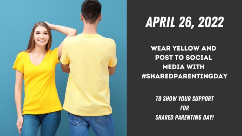 P_Alienation's tweet photo. #ParentalAlienationAwarenessDay 2022 has passed.
Today is #SharedParentingDay!
🎗
Kids need both parents, &amp; #SharedParenting is the best way to make sure they get it.
Show your support for Shared Parenting Day by wearing yellow on April 26th!
More info at https://t.co/iRiu80rwgY https://t.co/DTB8Ju3zK7