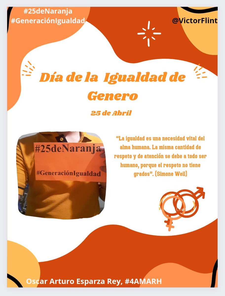 ESPARZAREYOSCA1's tweet photo. 25 de Abril. Día de la Igualdad de Genero.
"La igualdad hacia la mujer es progreso para todos" (Ban Ki-moon)
#4AMARH #25deNaranja #GeneraciónIgualdad https://t.co/1PBgFQ5gn9