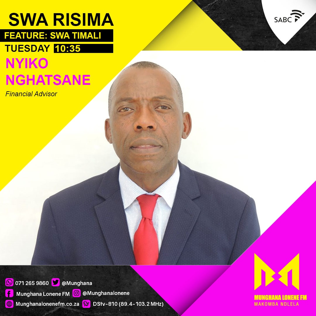 Munghana's tweet photo. [Emoyeni 09:00 -12:00] Namunthla eka @SwaRisimaMLFM na @NwaNyango hi ta vulavurisana na vaendzi va hina Nyiko Nghatsane mutivi wa swa timali na Jonas Mathebula xandla xa mutshamaxitulu wa Limpopo DPSA hi vuhumelerisi bya @Ericncindhani 
#MakombaNdlela https://t.co/7kHGuyRQGS