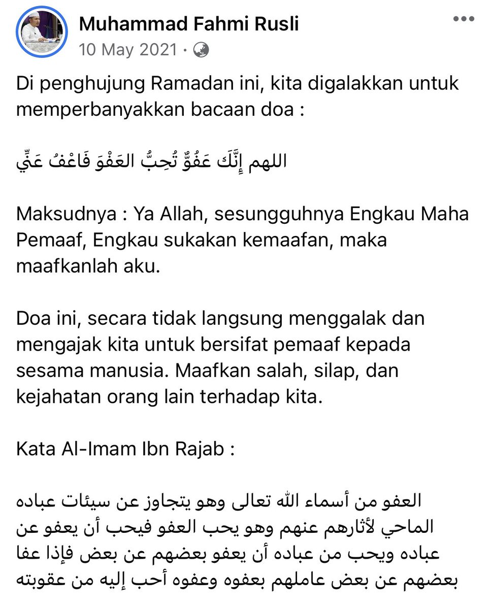fahmirusliMFR's tweet photo. Untuk mendapat kemaafan Tuhan, kita juga hendaklah bersifat saling memaafkan. https://t.co/D0yqNyE9fL