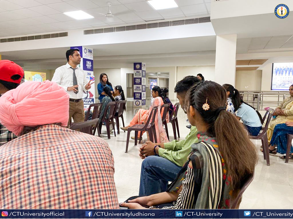 CT_University's tweet image. CT University in collaboration with CT Global organized an information cum awareness session for the students and their parents who dream to study abroad. Numerous Queries were answered regarding academics, lifestyle and means of survival in a foreign country. #CTU #CTGLOBAL