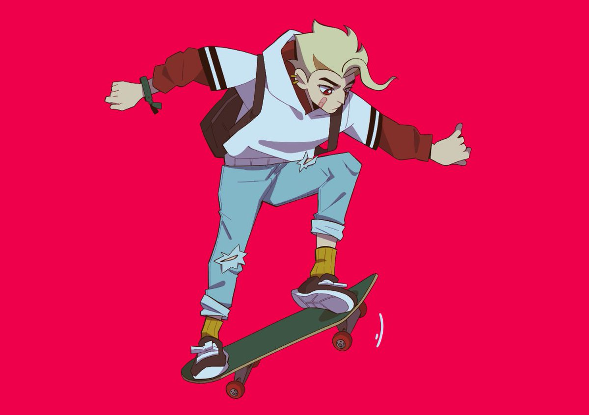 skateboard solo red background pants shoes backpack simple background  illustration images