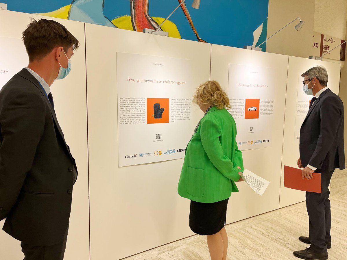 Our ‘Ordinary Objects’ exhibition is now in @ONUGeneve. 16 powerful stories of Kazakhstani women, who faced violence from their partners and family members, are on display until May, 9. Stop violence against women and girls now! @MFA_KZ @UNFPA_Geneva