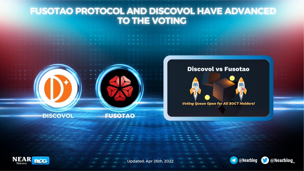 WalkyrienVC's tweet photo. ⚔️@Discovol1 and @FusotaoProtocol Appchain Candidates await votes from $OCT Holders
🔷#Discovol is a novel decentralized platform for distributing evidence-based, reliable
🔷#Fusotao Protocol is DEX infrastructure with the ambitious mission
#NearBlog #NEAR #Fusotao #Discovol https://t.co/VY0O5VEhoh
