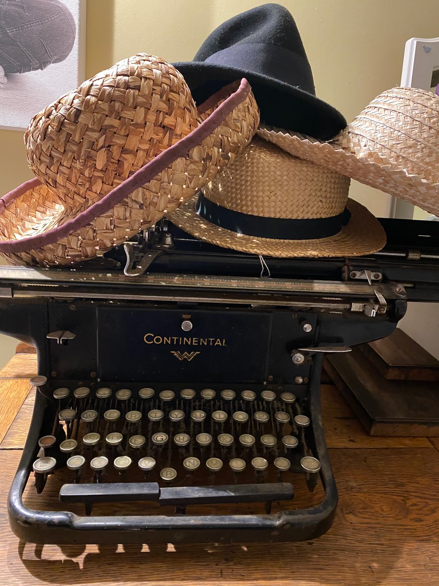 Four vintage hats & one broken 1930s typewriter rescued from a barn. What’s the story? Which character would you be & why? 

#karenpackwoodauthor #thespiritspawritingsanctuary
#thespiritspapress
#creativewritingprompts
#vintagehats #typewriters