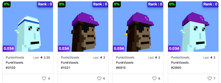 Art0xChain's tweet photo. Don't be misled by the current 0.035 floor of @PunksVoxels!

Already plenty of sales above 1 and a few above 2 ETH!

This is a re-discovered project, which is why still 2.5 K #nfts in dev wallet.

0.035 will sell out in 10-20 days, then 🚀

Get in now!
https://t.co/h5TsESoMmU https://t.co/OwqddYSD4l
