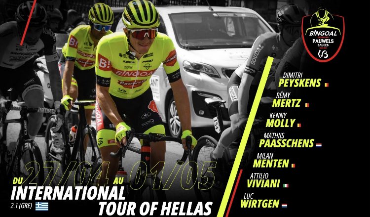 🇬🇷 <a href="/tourofhellas/">ΔΕΗ Tour of Hellas</a> 
Voici notre sélection pour le Tour de Grèce 🏛
✅ 27/04 > 1/05
<a href="/DimitriPeyskens/">DimitriPeyskens</a> 🇧🇪
<a href="/RemyMertz/">Rémy Mertz</a> 🇧🇪
<a href="/KennyMollyKai/">Kenny Molly Kai</a> 🇧🇪
#mathijspaasschens 🇳🇱
<a href="/MilanMenten/">Milan Menten🔥</a> 🇧🇪
<a href="/AttilioViviani/">Attilio Viviani</a> 🇮🇹
<a href="/LucWirtgen/">Luc Wirtgen</a> 🇳🇱

🔴 wbca.be/course/interna…

#bingoalpauwelssauceswb
#TourofHellas #ToH