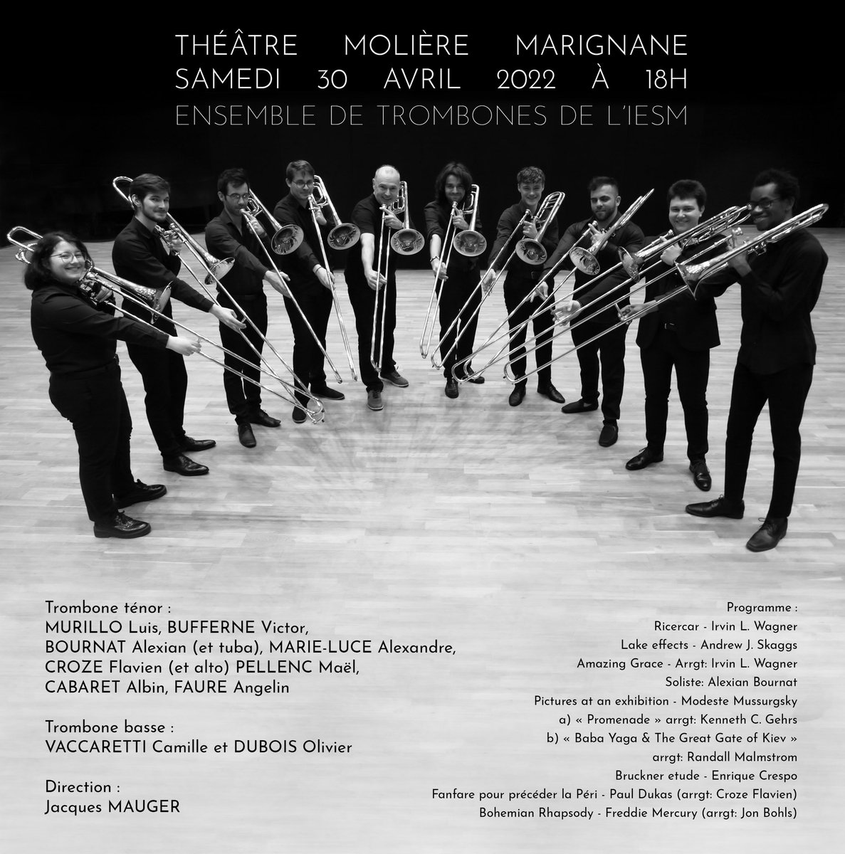 JacquesMAUGER's tweet photo. Premier concert de l’ensemble de trombones de l’IESM le Samedi 30 Avril 2022 à 18H au Théâtre Molière de Marignane https://t.co/N3dbORJTSS