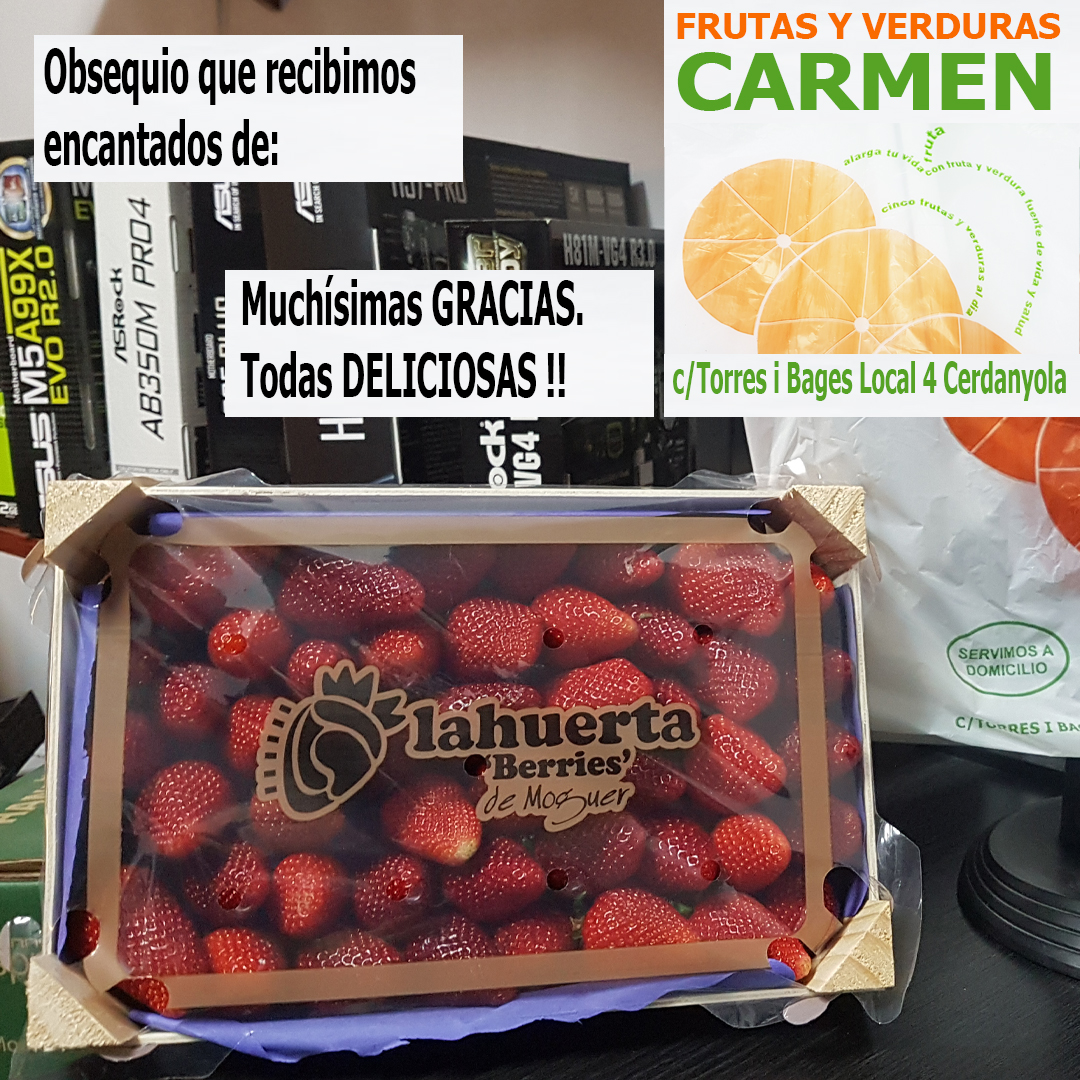 ComCerdanyola's tweet photo. Obsequio que nos hizo FRUTAS y VERDURAS CARMEN en c/Torres i Bages Local 4 Cerdanyola.
Queremos darles las gracias y explicar lo deliciosas que estaban.
Tu comercio local, cercano y de confianza una vez más, lo mejor.

https://t.co/Q6siQnIf6B

#comercio, #local, #cerdanyola https://t.co/phz8JNggLa