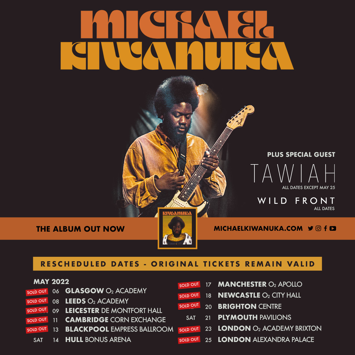 UK tour starts next week. With support from @TawiahMusic (all dates except 25th May) and @wildfrontuk 🙌🏿 mkhq