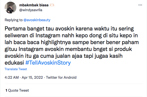 avoskinbeauty's tweet photo. ✨Ngabuburit bareng Avo✨
Tak kenal, maka kenalan. Biar kita lebih kenal, coba dong share cerita kamu pertama kali kenal Avoskin. 🫰
1. 🔁&❤️tweet ini
2. Reply cerita kamu di tweet ini lalu sertakan #SmallStepToShare
Ada 1 hampers Avoskin untuk 1 orang beruntung.😙 https://t.co/euclXL6IY9