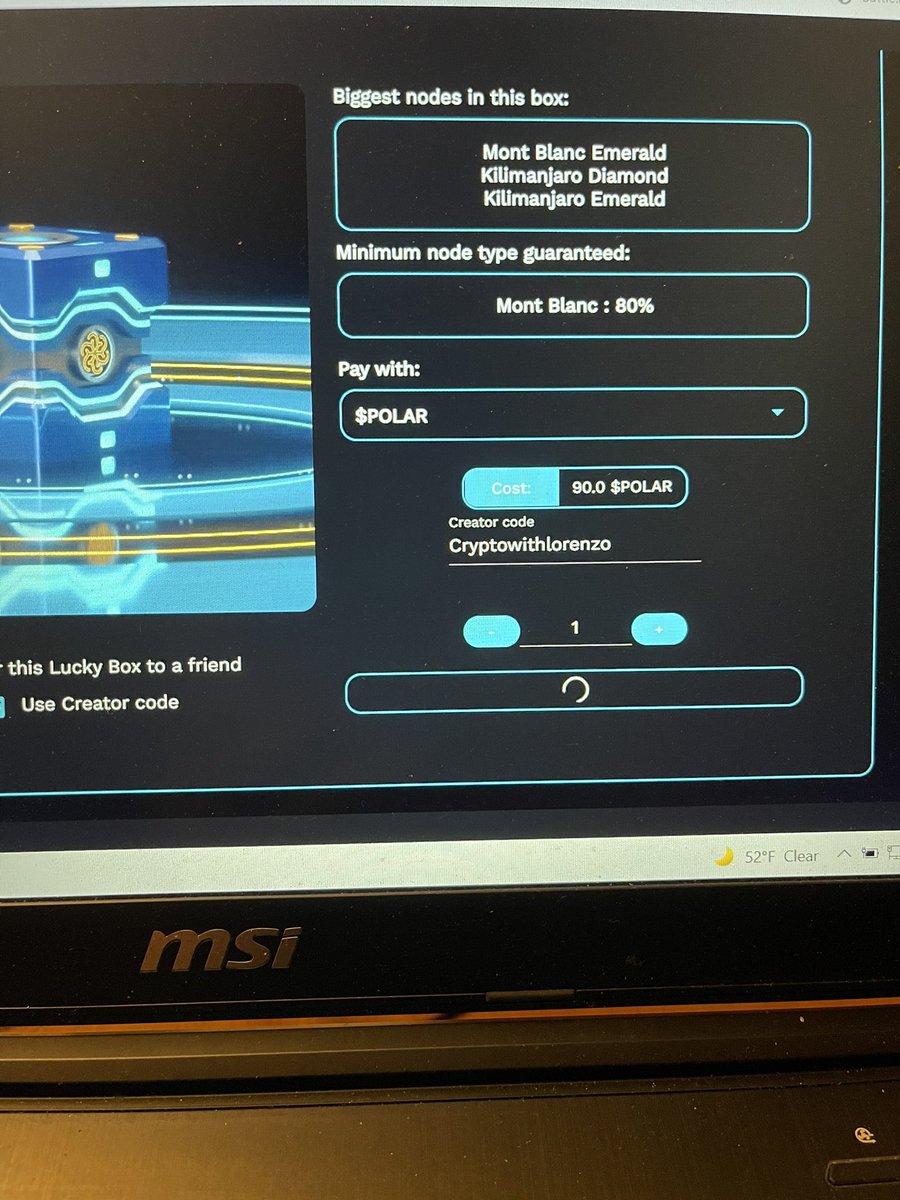 ZetaE013's tweet photo. @cryptowithlollo @polar_nodes How do I claim the 2% back? I bought a 90 polar lucky box with your code. https://t.co/wyn5ysZSmj